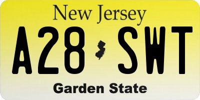 NJ license plate A28SWT