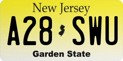 NJ license plate A28SWU