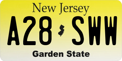 NJ license plate A28SWW