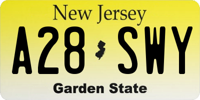 NJ license plate A28SWY