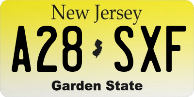 NJ license plate A28SXF