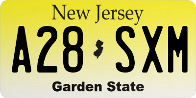 NJ license plate A28SXM