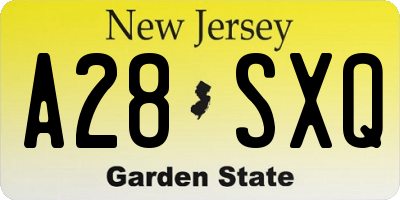 NJ license plate A28SXQ