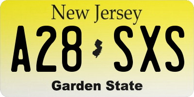 NJ license plate A28SXS