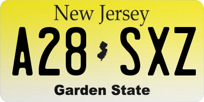 NJ license plate A28SXZ
