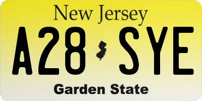 NJ license plate A28SYE