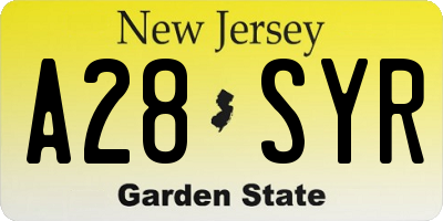 NJ license plate A28SYR
