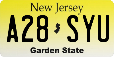 NJ license plate A28SYU