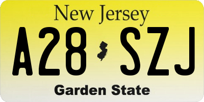 NJ license plate A28SZJ