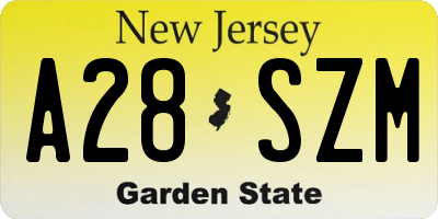 NJ license plate A28SZM