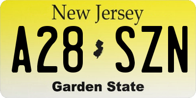 NJ license plate A28SZN