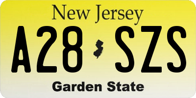 NJ license plate A28SZS