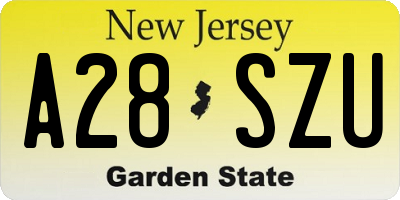 NJ license plate A28SZU