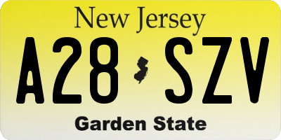 NJ license plate A28SZV