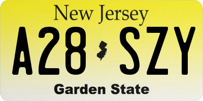 NJ license plate A28SZY