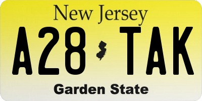 NJ license plate A28TAK