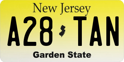 NJ license plate A28TAN