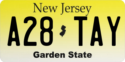 NJ license plate A28TAY