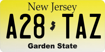 NJ license plate A28TAZ