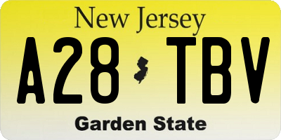 NJ license plate A28TBV