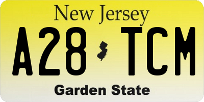 NJ license plate A28TCM