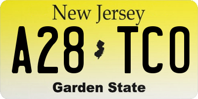 NJ license plate A28TCO