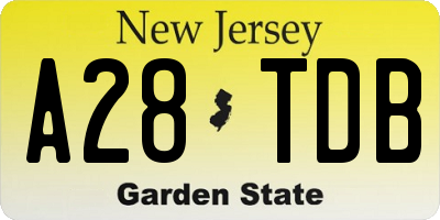 NJ license plate A28TDB