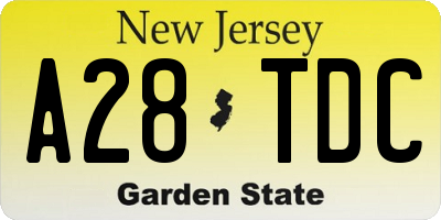 NJ license plate A28TDC