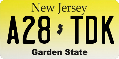 NJ license plate A28TDK