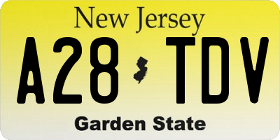 NJ license plate A28TDV
