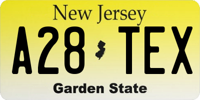 NJ license plate A28TEX