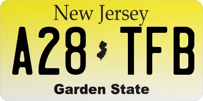 NJ license plate A28TFB