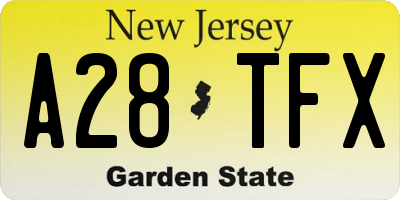 NJ license plate A28TFX