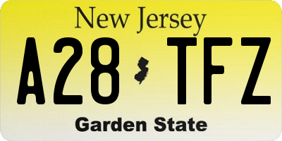 NJ license plate A28TFZ