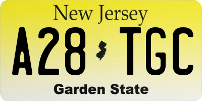 NJ license plate A28TGC