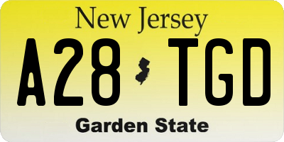 NJ license plate A28TGD