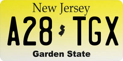 NJ license plate A28TGX