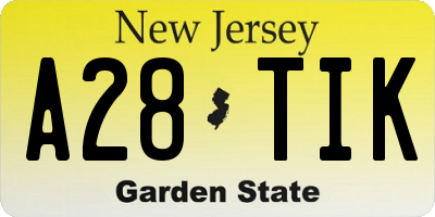 NJ license plate A28TIK