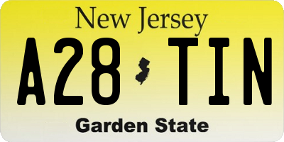 NJ license plate A28TIN