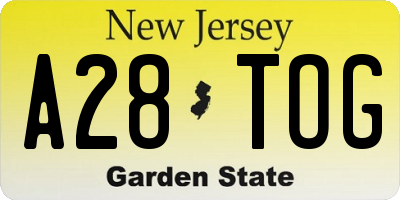 NJ license plate A28TOG