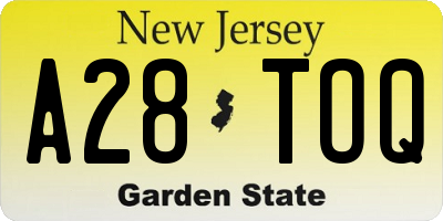 NJ license plate A28TOQ