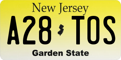 NJ license plate A28TOS