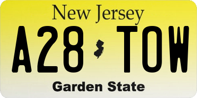NJ license plate A28TOW