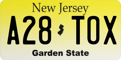 NJ license plate A28TOX