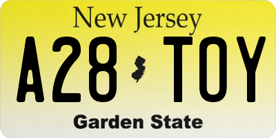NJ license plate A28TOY