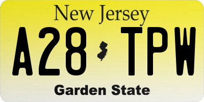 NJ license plate A28TPW