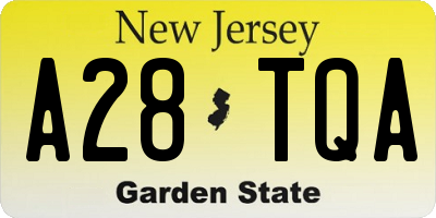 NJ license plate A28TQA