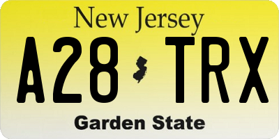 NJ license plate A28TRX