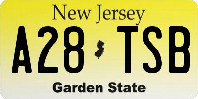 NJ license plate A28TSB