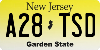NJ license plate A28TSD